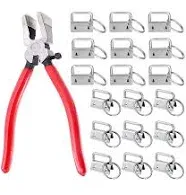 Prerrysurpasse 60Sets 1"Key Fob Hardware with 1Pcs Key Fob Pliers Glass Running Pliers Tools with Jaws