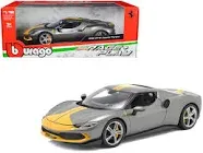 Ferrari 296 GTB Assetto Fiorano Red with White Stripes Race + Play Series 1/18 Diecast Model Car by Bburago