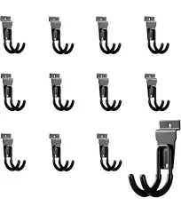 12Pack Slatwall Hooks Heavy Duty Slatwall Accessories Garage Small J Slatwall Hooks and Hangers, Black(Small J Hook)