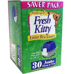 30 Count Fresh Kitty Litter Box Liners Super Thick Durable Easy Clean Up Jumbo