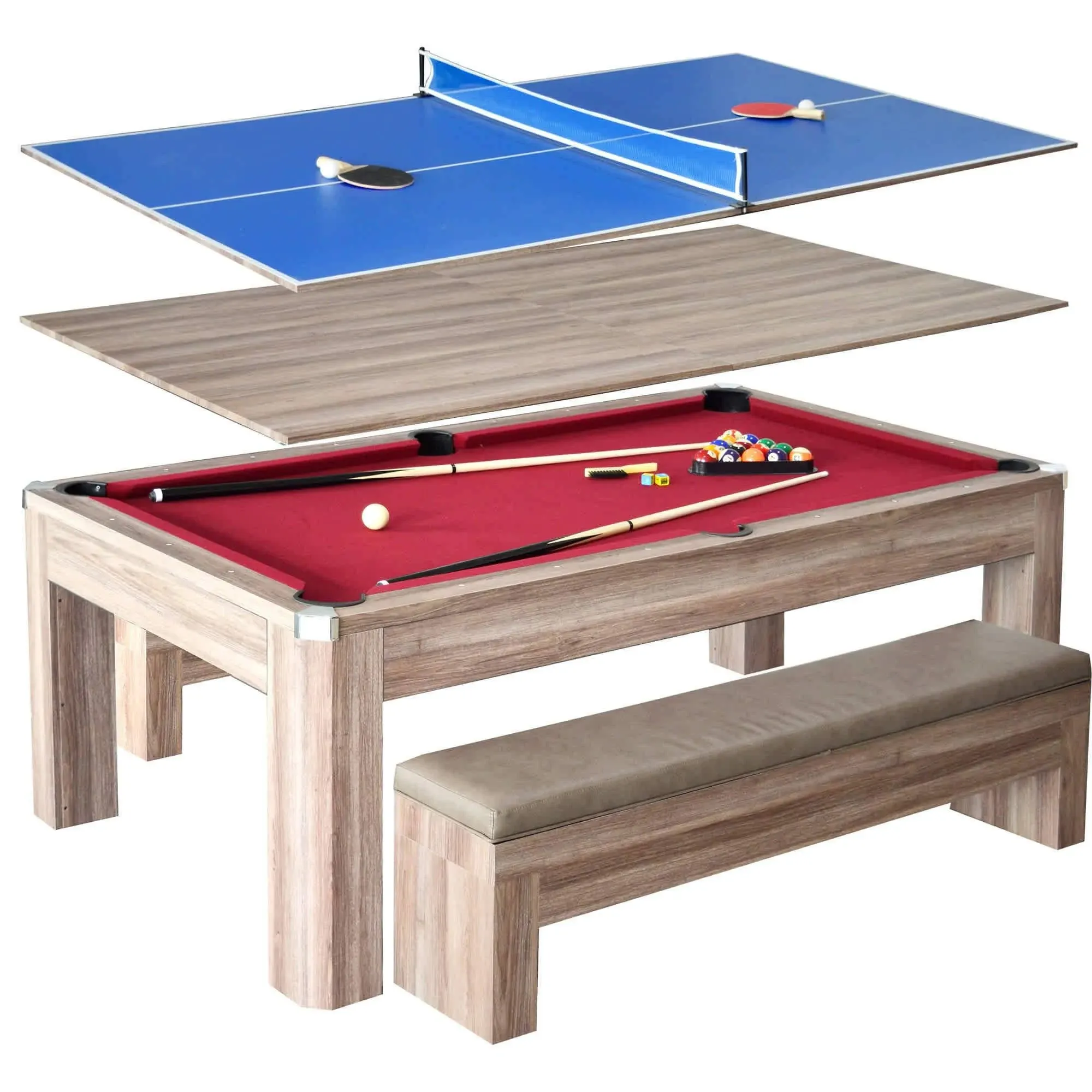 Newport 7-ft Pool Table Combo Set with Benches