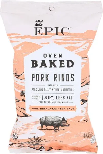 Epic Oven Baked Pink Himalayan + Sea Salt Pork Rinds (2.5 oz)