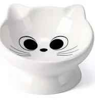 Raised Cat Food Bowl Ceramic 15° Tilted Cat Food Bowls Protect Cat&#039;s Spine Anti