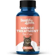 BestLife4Pets Demodectic Mange and Scabies Relief for Cats Ear Mites & Itch Relief Supplements for Cat Itching Relief