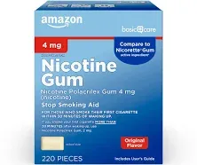 Amazon Basic Care Nicotine Polacrilex Uncoated Gum 4 mg Original Flavor 220 Count