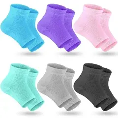 Selizo 6 Pairs Heel Moisturizing Socks Open Toe Socks Cracked Gel Heel Socks Foot Toeless Heel Repair Socks For Women Dry Hard Cracked Feet