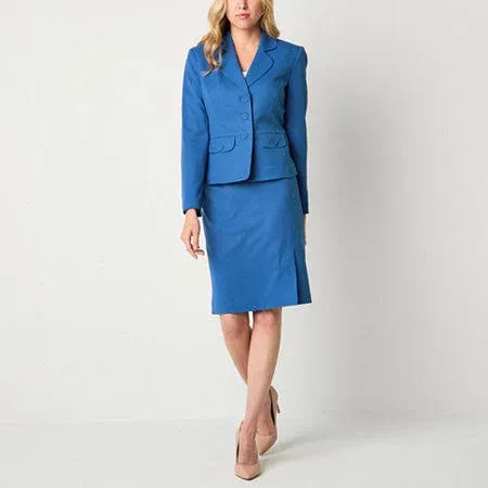 Le Suit Women's Check Three-Button Jacket & Skirt Suit