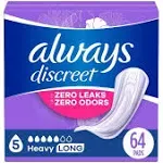 Always Discreet Adult Incontinence Heavy Absorbency Long Length Postpartum Pads (64 ct)