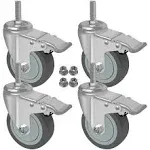 AAGUT 5 Inch Locking Swivel Casters 1/2&#034;-13 x 1.5&#034; Threaded Stem Wheels with ...