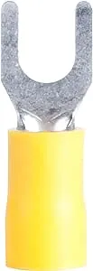 12 - 10 AWG #8 - 10 Stud Size Spade Terminal, Yellow (50-Pack)