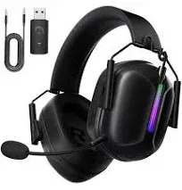 Gvyugke 2.4GHz Wireless Gaming Headset for PS5/4, PC, Switch, Mac, Fortnite, Bluetooth 5.3 Gaming Headphones with Mic Noise Canceling, Only 3.5mm