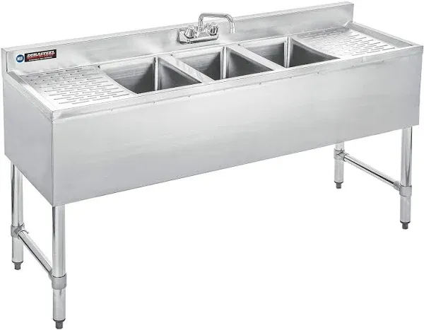 DuraSteel 3 Compartment Stainless Steel Bar Sink