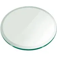 Fab Glass and Mirror Round Thick Beveled Polish Tempered Glass Table Top