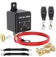 Remote Battery Kill Switch Kit, 250A DC 12V Top Post Negative Battery Disconn...