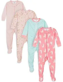 Gerber Baby & Baby Neutral Snug Fit Footed Cotton Pajamas 4-Pack