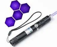 Blue Purple Laser Pointer High Power Rechargeable Lazer Pointer, Laser Pen with Long Range Adjustable Focus with Star Cap, Laser Pointer Pen Suitable for Outdoor, Astronomy, Cats Dogs