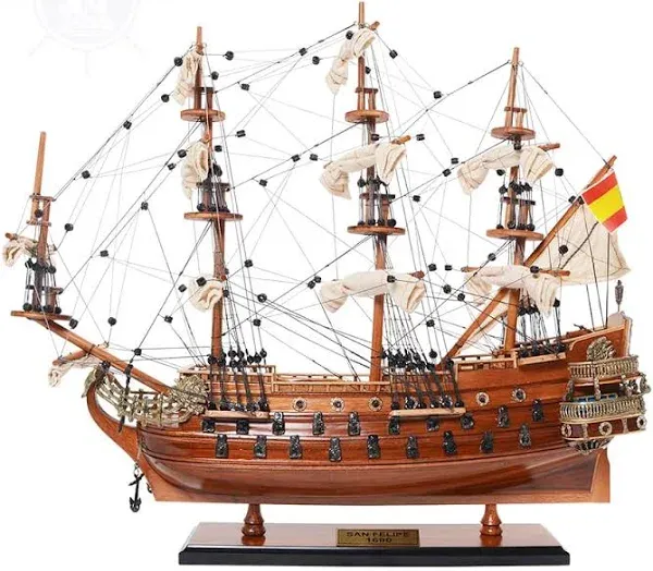 Old Modern Handicrafts San Felipe Small Ship Model - Fully Assembled Ship Model Exquisite Nautical Décor for Home & Office - 19.0L x 7.0W x 18.0H Inches