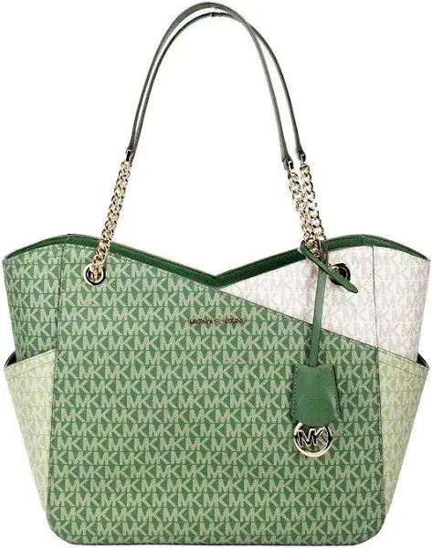 Michael Kors Large Tote Handbag Purse Bag +Wristlet Long Zip Around Wallet Green