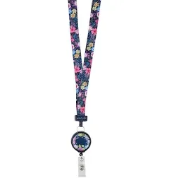 Vibrant Wildflowers Ribbon Lanyard with Reel