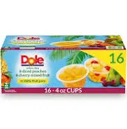 Dole Fruit Bowls Diced Peaches 4 oz Cups (12 Pack)