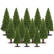 WINOMO 15pcs Green Scenery Landscape Model Cedar Trees