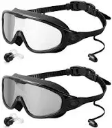 Swim Goggles 2 Pack, Wide View anti Fog&amp;Uv Swimming Goggles for Audlt, No Leakin