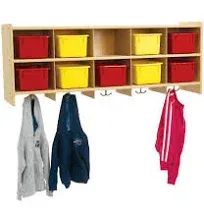 Angeles 10-Section Wall Locker, Classroom Organization, Cubbies for Daycare, Preschool, 12"D x 48"W x 19"H