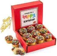 Birthday Gift Basket | Happy Birthday Cupcakes [9 Count] | Mini Rainbow Sprinkle Cupcakes Individually Wrapped | Birthday Treats for Kids, Men, Women| Kosher, Nut Free | Stern’s Bakery