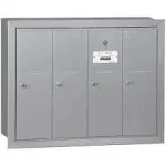 Salsbury 3504ARU Recessed Mounted 4 Door Vertical Mailbox and USPS Access, Aluminum