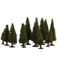 Winomo 15pcs Green Scenery Landscape Model Cedar Trees with Box