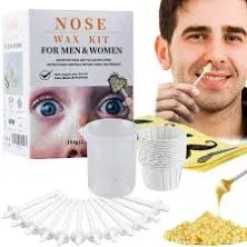 Nose Wax Kit Men 100G Wax, 30 Applicators (15 Times)|Nose Hair Removal Lasting K