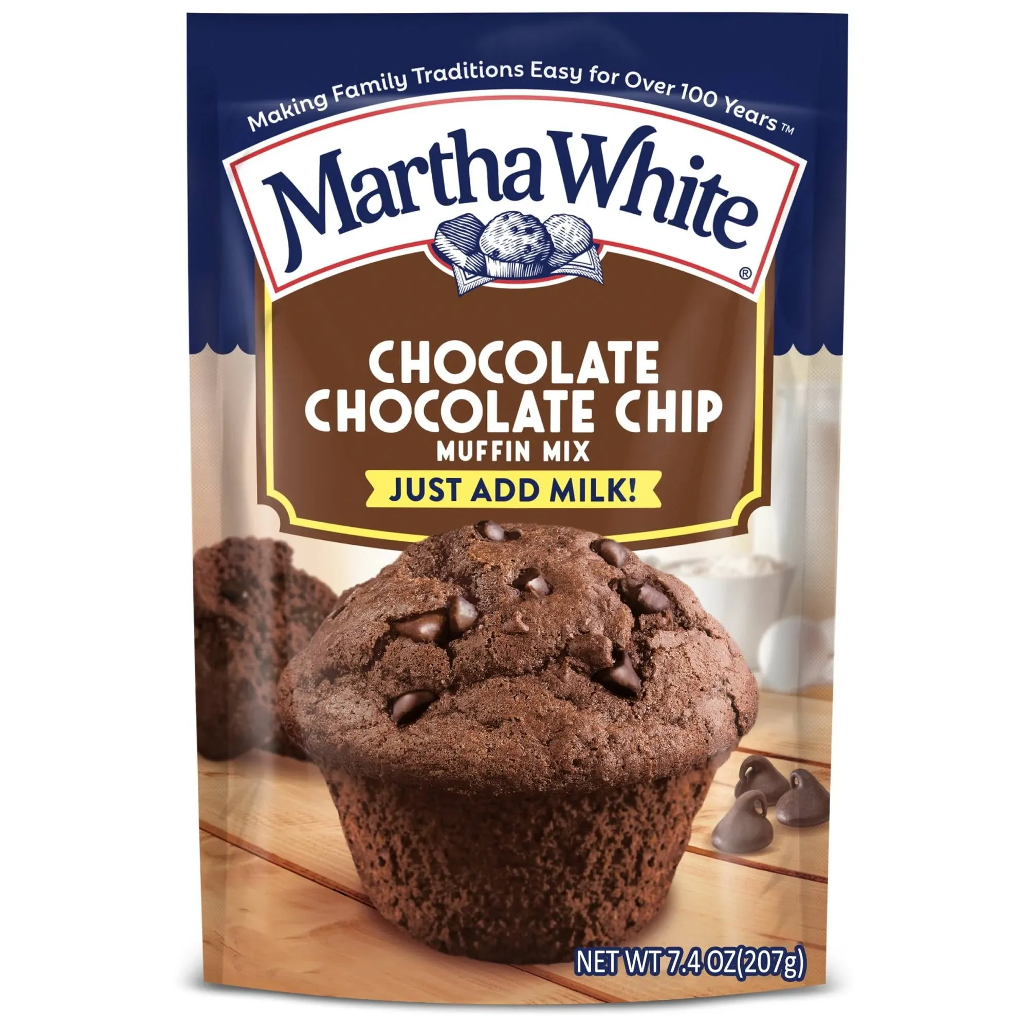 Martha White Muffin Mix, Chocolate Chocolate Chip - 7.4 oz