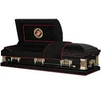 Veteran Select | Marines Black Steel Casket with Black Interior