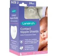 Lansinoh Contact Nipple Shields for Breastfeeding, 2 Nipple Shields (24mm) and Case