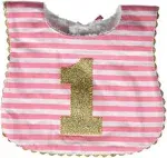 Mud Pie Baby Girl Birthday Bib, Stripe, One Size