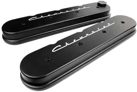 Billet Specialties Chevrolet Script LS Die Cast Valve Covers, Black