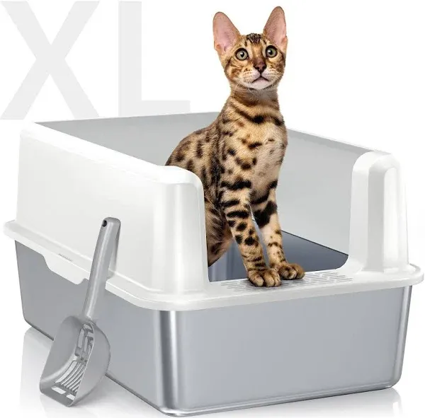 Stainless Steel Cat Litter Box with Lid Xxl Extra Large Metal for Big Cats High