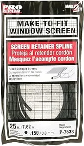 Prime-Line P 7533 Screen Retainer Spline, 0.150 In., 25 foot, Black (1 Roll)