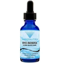 Absonutrix Myo Inositol & D-Chiro Inositol Blend 590 mg, 4 Fl Oz Drops, 200 Potent Servings, Bioavailability, Quick Absorption, GMP-Certified, Non-GMO, Cruelty-Free, Made in USA