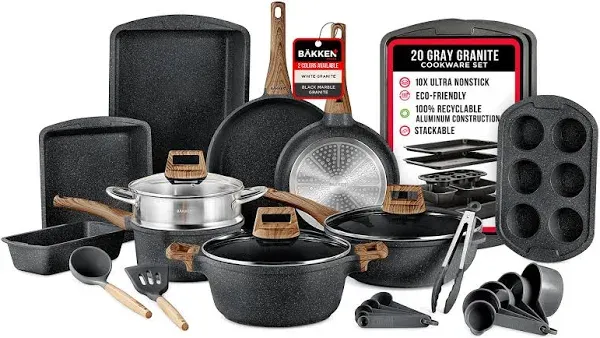 Bakken-Swiss 20-Piece Kitchen Cookware Set – Non-Stick Granite