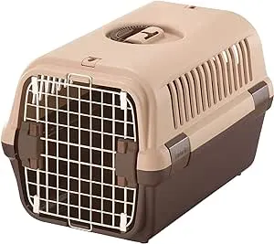 Richell Pet Travel Carrier Size Medium in Brown, Travel Carrier or Crate for Dogs and Cats up to 17.6 lbs.