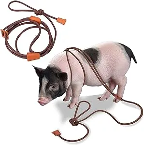 Mini Pig Harness and Leash, Adjustable Pig Harness Infinity Style Pig Supplies for Walking and Jogging Pets Also Fits Large, Medium and Small Piggy and Other Small Animals Brown