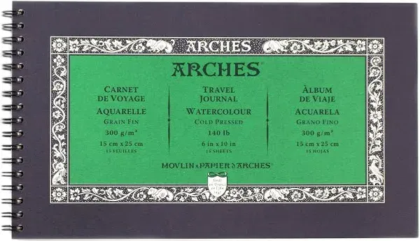 Arches Watercolor Travel Journal 6x10-inch Natural White 100% Cotton Paper - ...