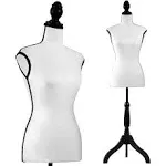 Female Dress Form Mannequin Torso Display Mannequin Body with Adjustable Tripod Stand for Clothing Dress Jewelry Display (White)