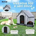 Ram Quality Products Outdoor Pet House Large Waterproof Dog Kennel Shelter, Gray