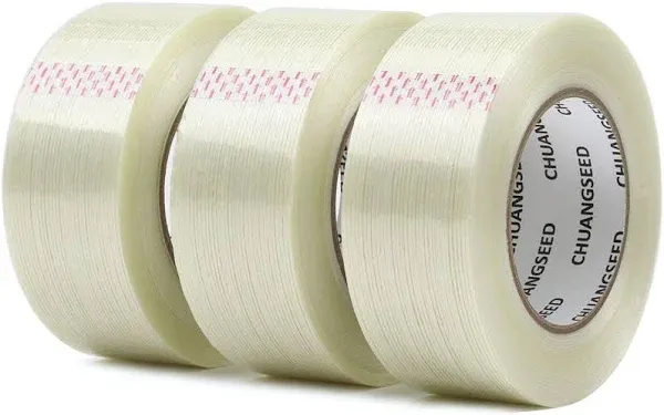 CHUANGSEED 2-Pack Mono Filament Strapping Tape 6.2mil x 2Inch  Assorted Sizes 