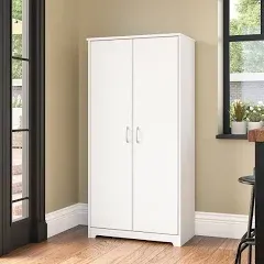 Bush Furniture Cabot Tall Kitchen Pantry Cabinet with Doors in Linen White Oak