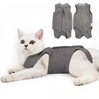 Cat Recovery Suit for Male and Female Surgical Post Surgery Soft Cone Onesie Shirt Clothes Neuter Licking Protective Diapers Outfit Cover Kitten Spay Collar(L, Pink)