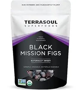 Terrasoul Superfoods Organic Black Mission Figs, 1 Lb - Fresh | Sun-Ripened | No-Sugar Added