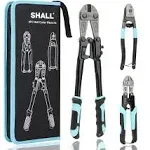 SHALL 3-Piece Bolt Cutter Kit, 14" Heavy Duty Bolt Cutter, 8" Wire Cutter, 8" Wire Rope Cutter, Ergonomic Handle, Security Lock, More Efficient Lever